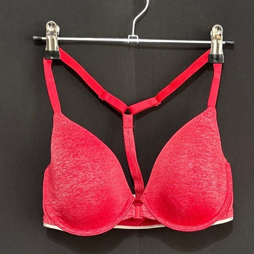 Victoria's Secret Racerback Semi Demi Front Close Bra Heather‎ Red 32DD 337556